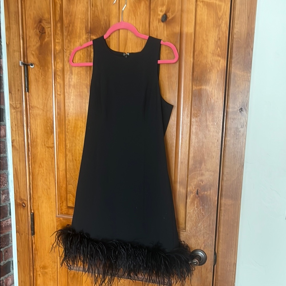 Chelsea 28 Black Dress with Feather Hem